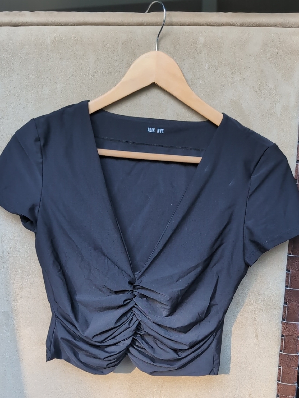 Alix NYC Black Short Sleeve Ludlow V-Neck
